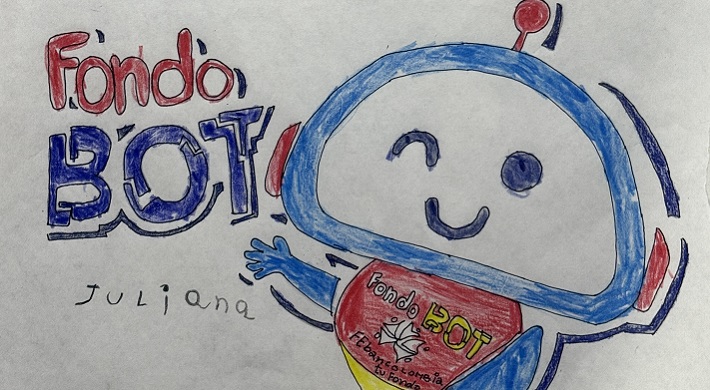 Niños ganadores, concurso "Dibuja a FondoBot"